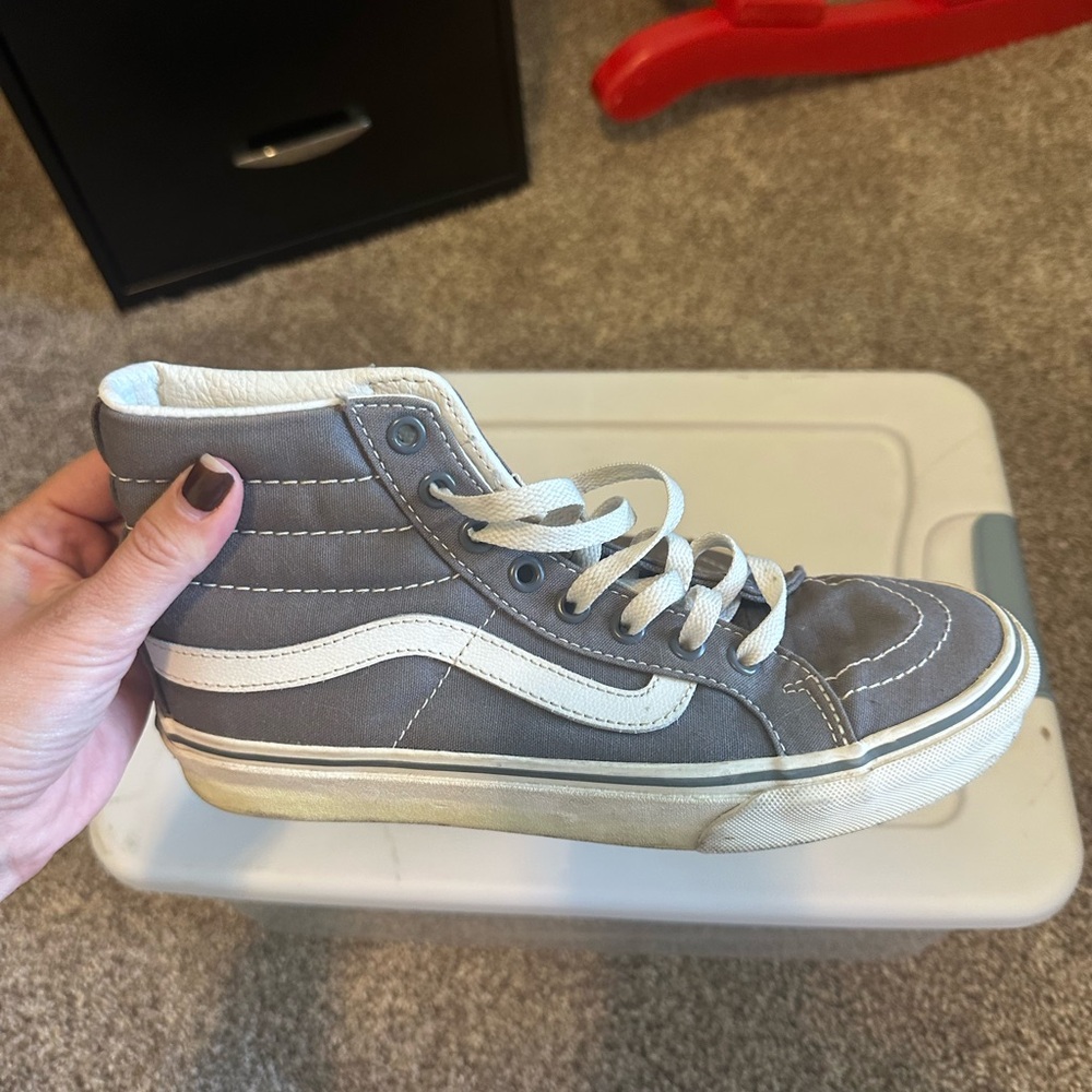 Vans High-Top Sneakers in Gray and White